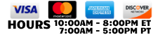 Visa, Mastercard, Discover and American Express Accepted